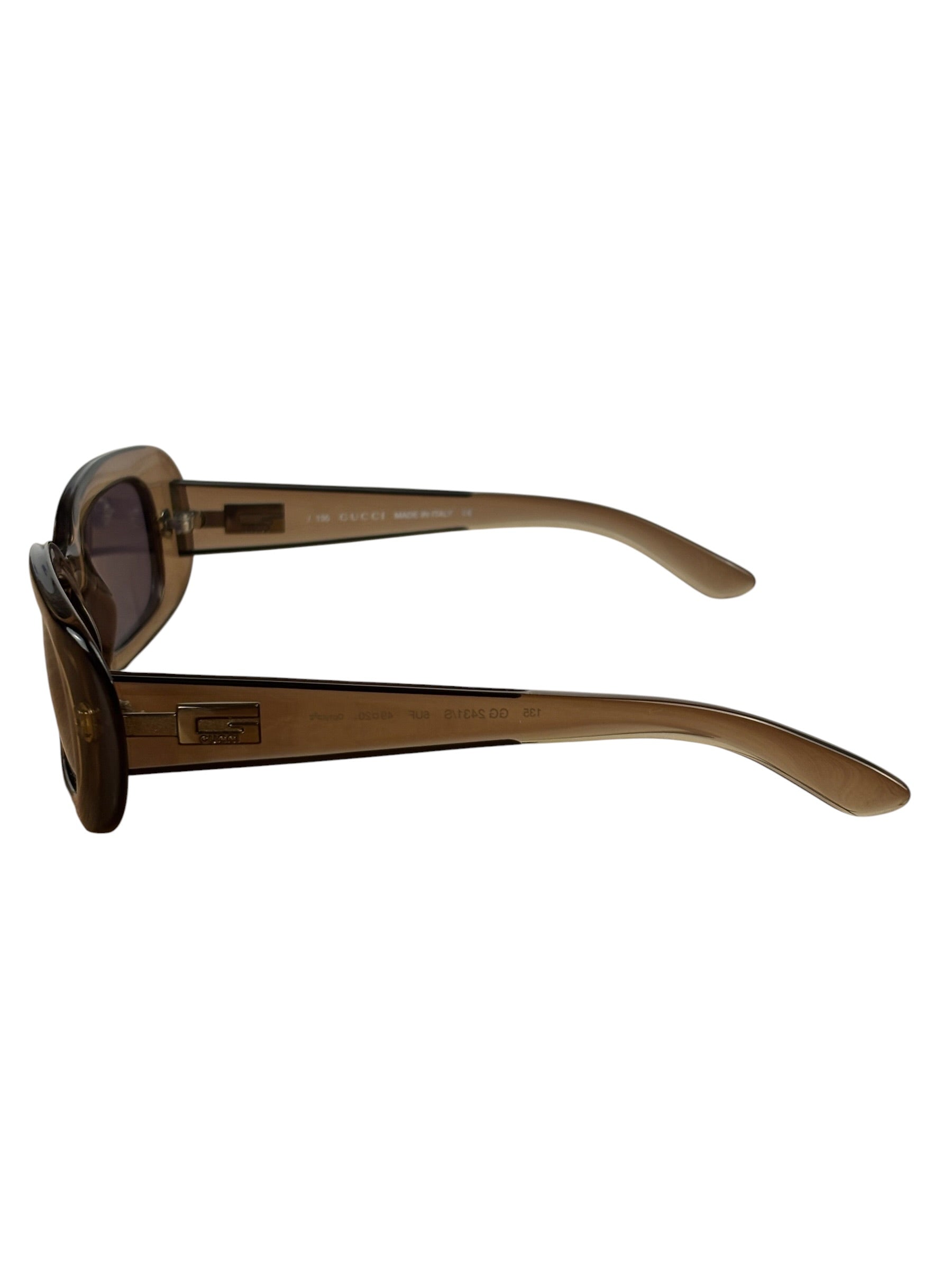 Gucci Translucent Grey Rectangular-Framed Sunglasses