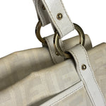 Fendi White Leather PVC Coated Zucca Spalmati Chef Shoulder Bag