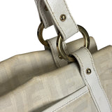 Fendi White Leather PVC Coated Zucca Spalmati Chef Shoulder Bag