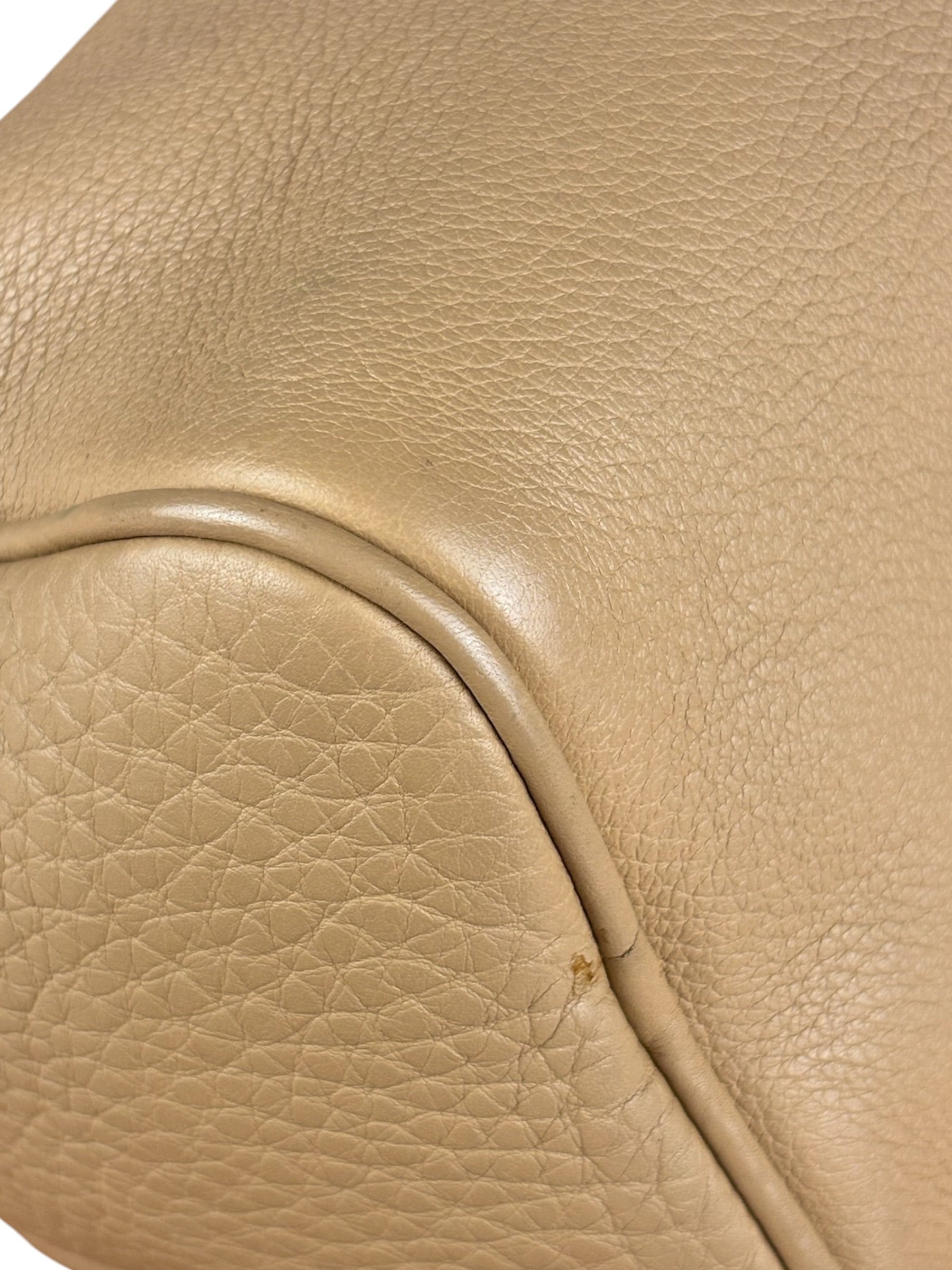 Prada Beige Leather Vitello Daino Buckle Shoulder Bag