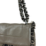 Chanel Taupe Leather Funny Tweed Fringe Flap Bag 2010