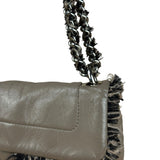 Chanel Taupe Leather Funny Tweed Fringe Flap Bag 2010