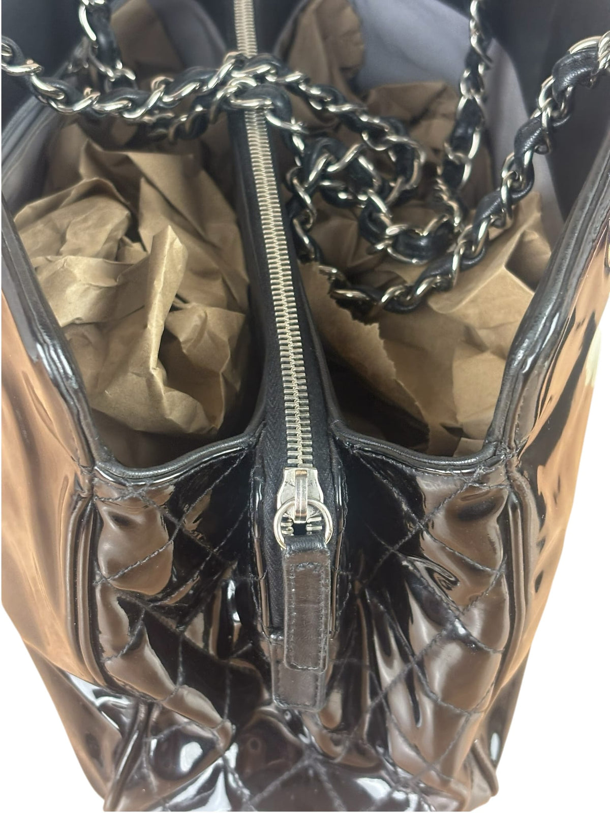 Chanel Black Patent Leather CC Paris -Venice Lipstick Tote 2009