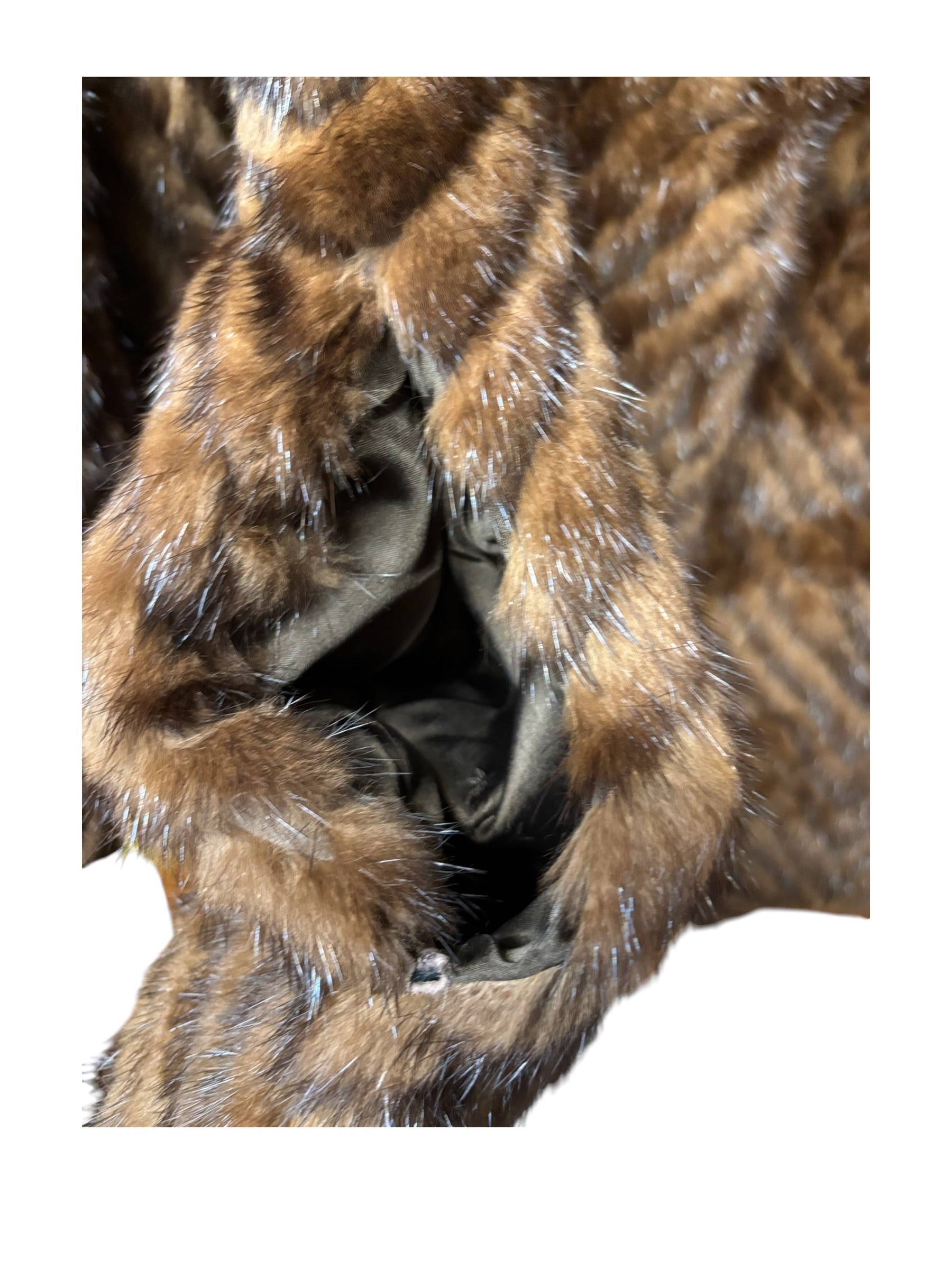 Vintage Hazel Brown Chevron Stripped Mink Fur Coat