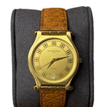 Balenciaga Gold Plated Champagne Dial Brown Leather Strap