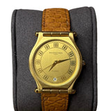 Balenciaga Gold Plated Champagne Dial Brown Leather Strap