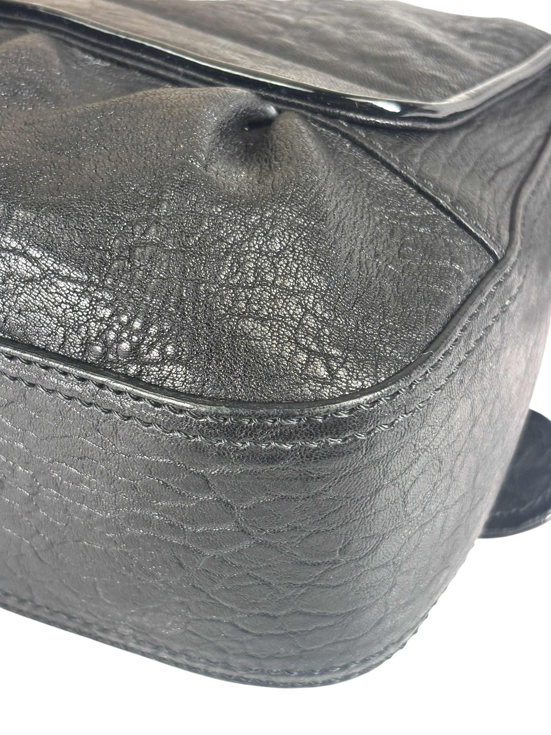Fendi Black Patent Leather Trim B Bis Shoulder Bag