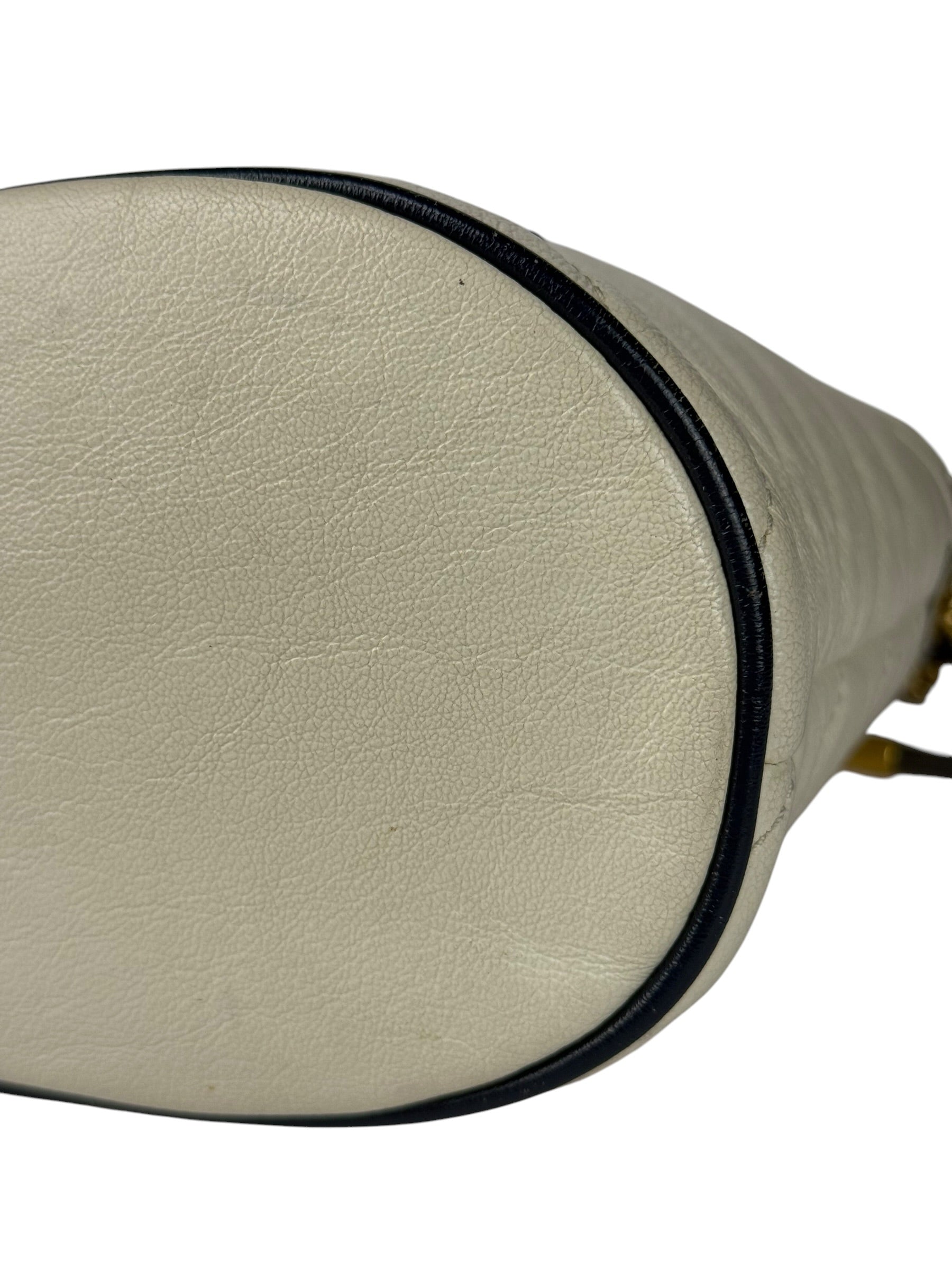 Gucci GG Ivory Leather Marmont Chain Bucket Bag