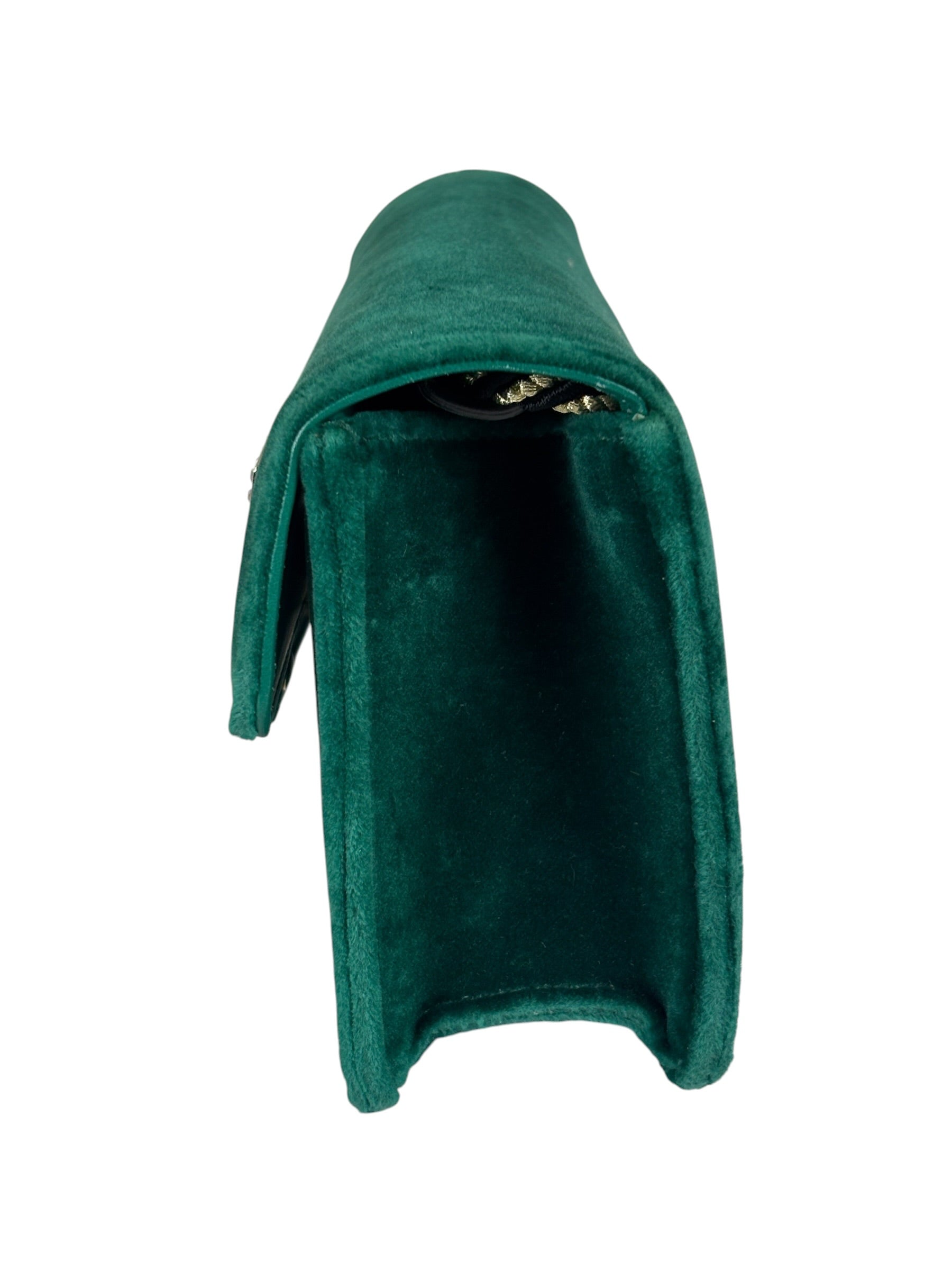 Gucci Green Velvet/Leather Trim Square G Broadway Shoulder Bag