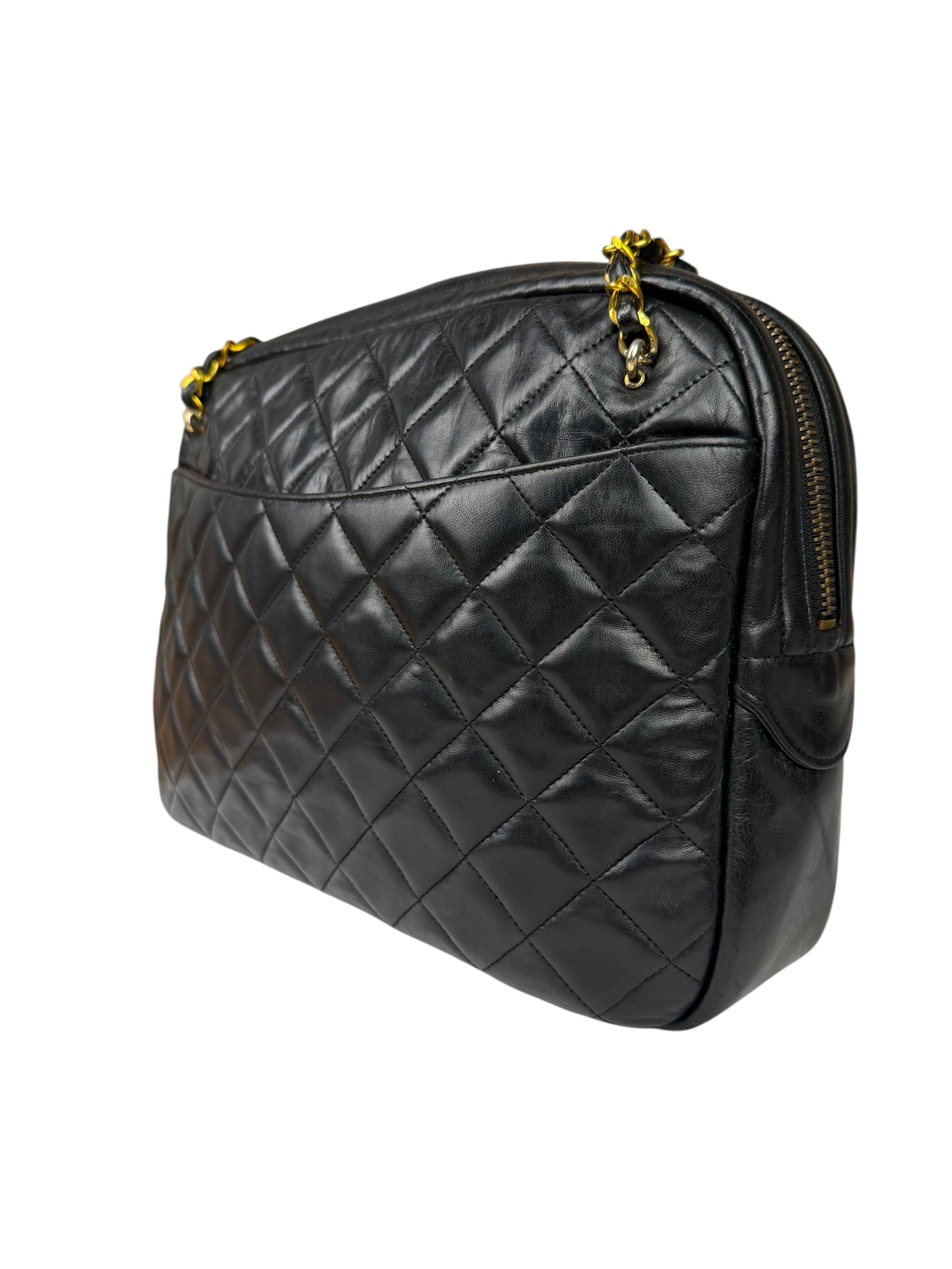 Chanel Black Quilted Lambskin Camera Bag 1989