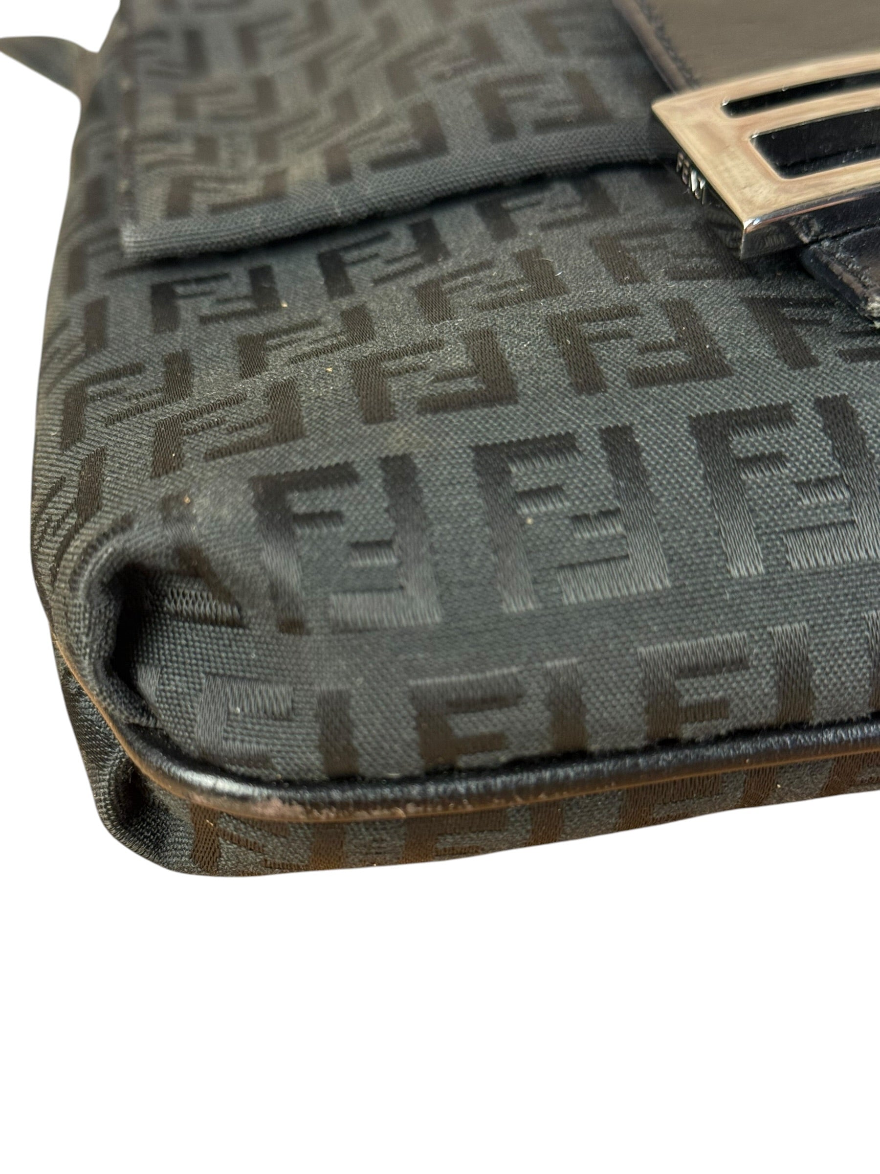 Fendi Black Zucchino Messenger Crossbody Bag