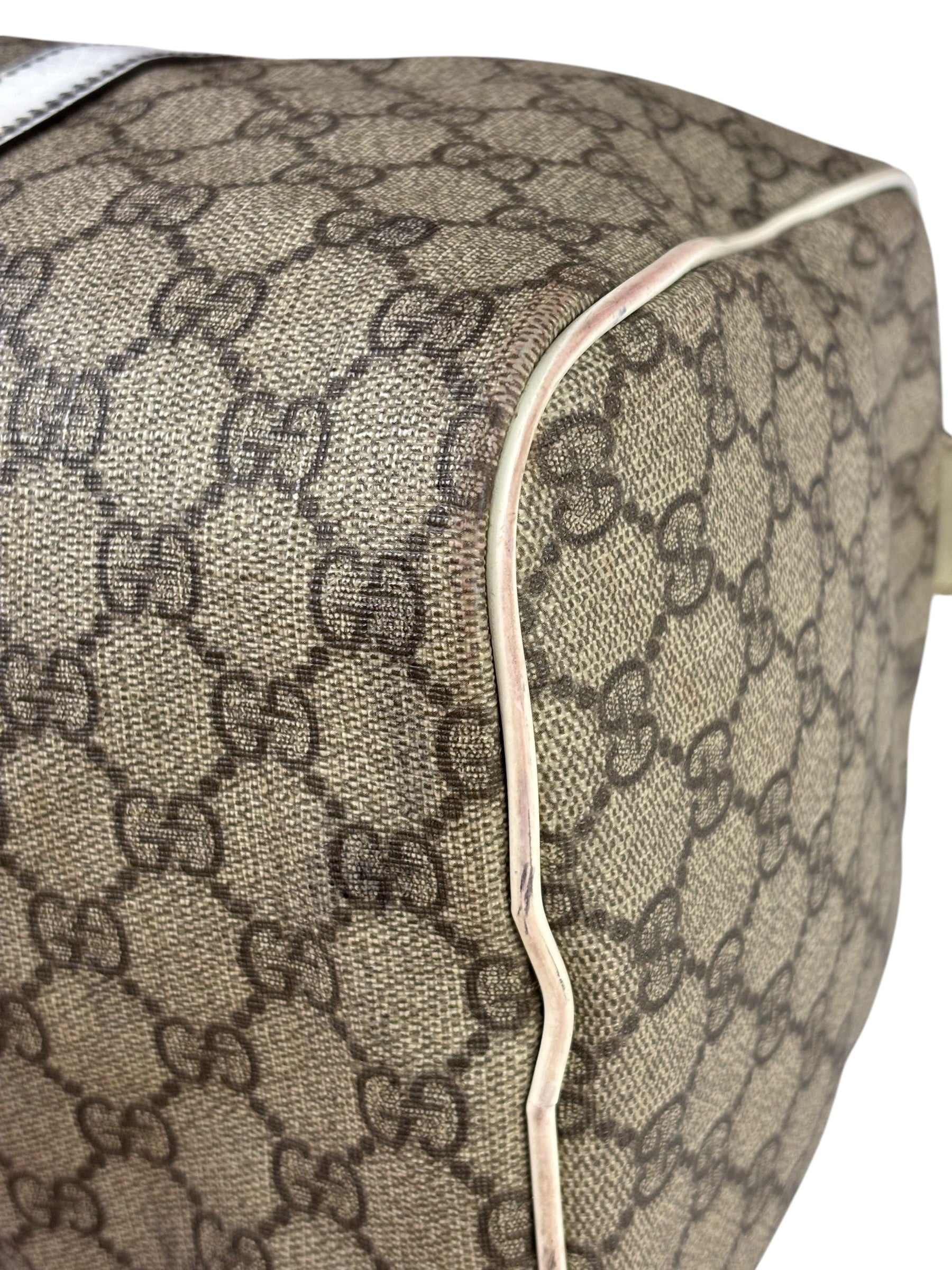 Gucci Beige/White Leather Trim GG Joy Boston Bag