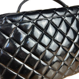 Chanel CC Black Patent Quilted Flap Briefcase Handbag '95
