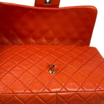 Chanel Orange Quilted Lambskin Flap Bag 2008