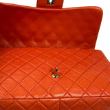 Chanel Orange Quilted Lambskin Flap Bag 2008