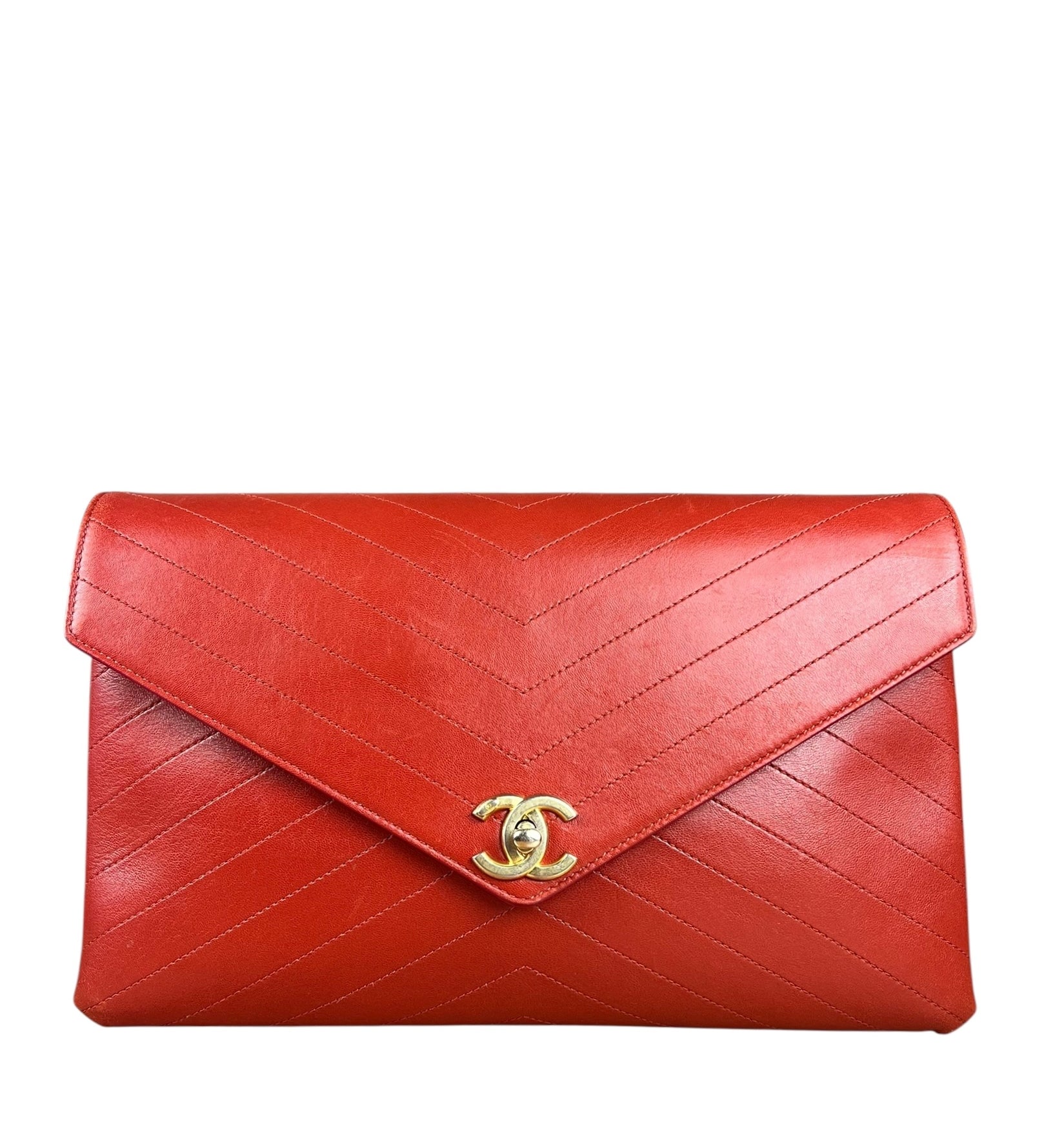 Chanel Chevron Quilted Envelope Clutch