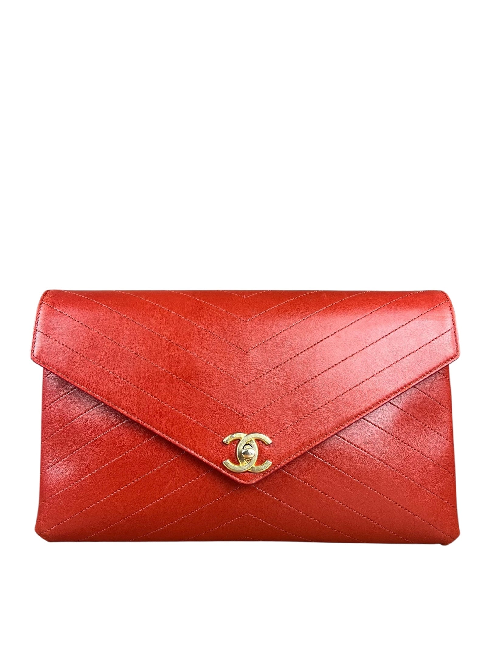 Chanel Chevron Quilted Envelope Clutch