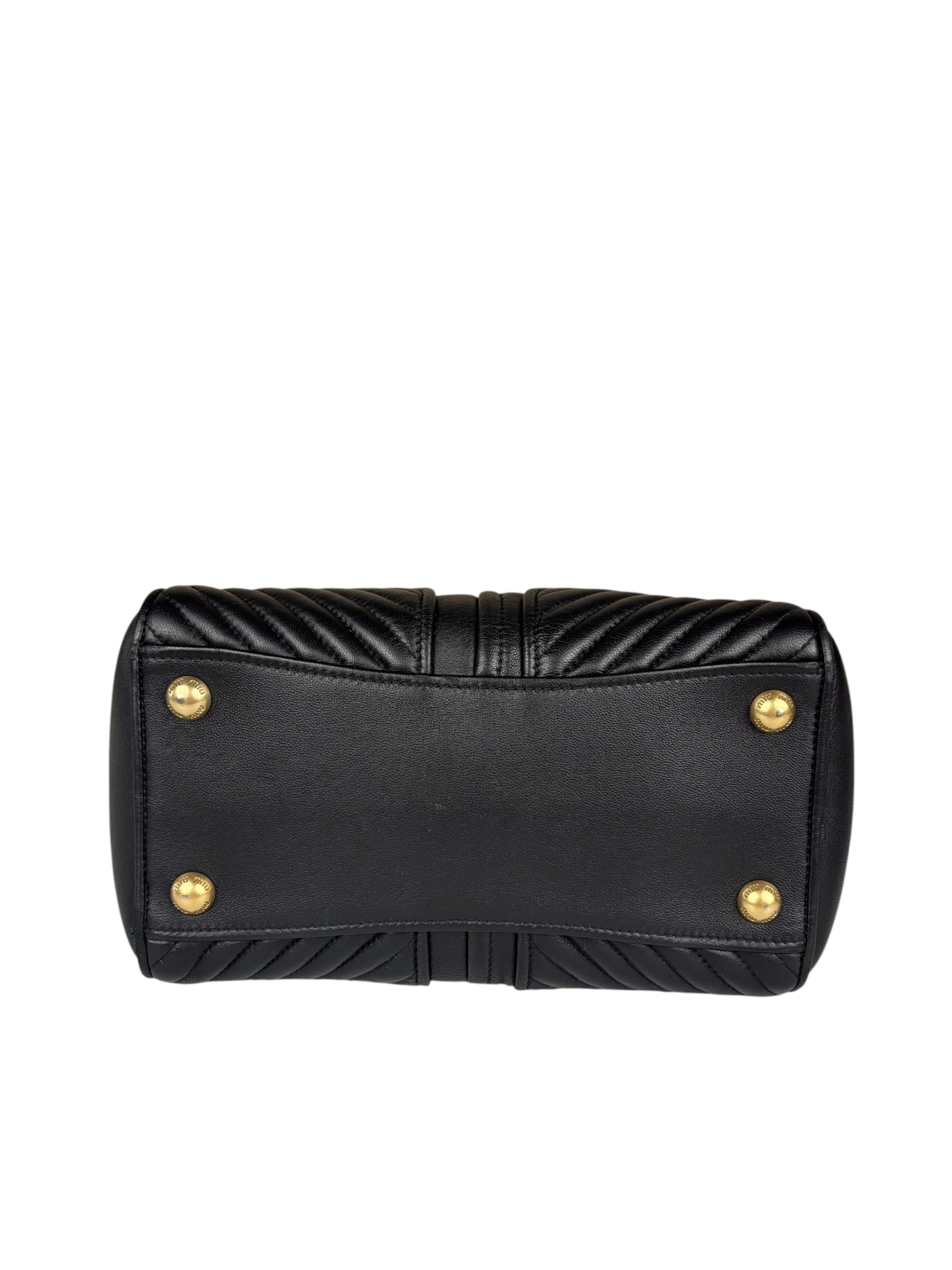Miu Miu Black Leather Nappa Biker Tote Bag