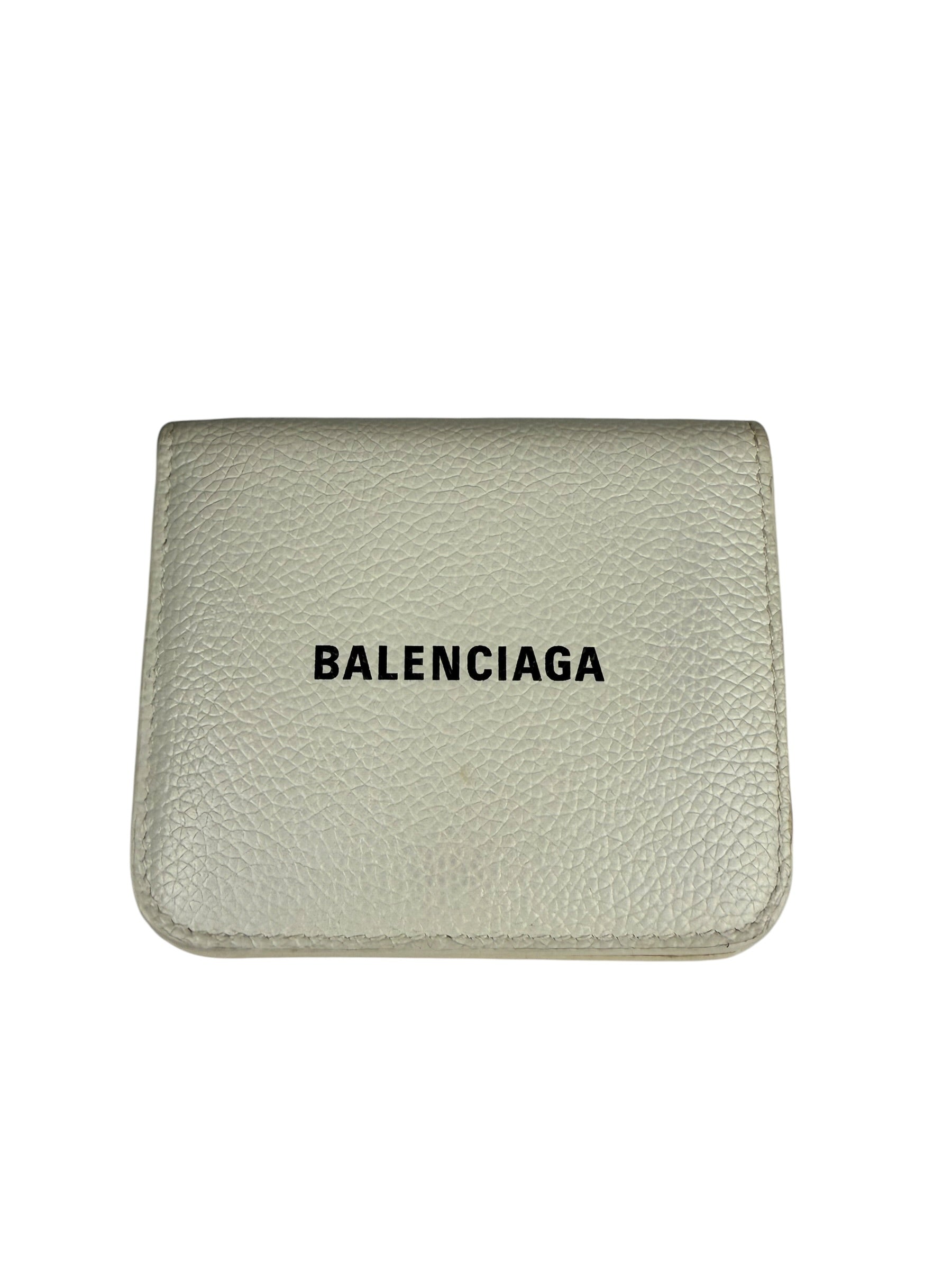Balenciaga White Leather Cash Mini Wallet