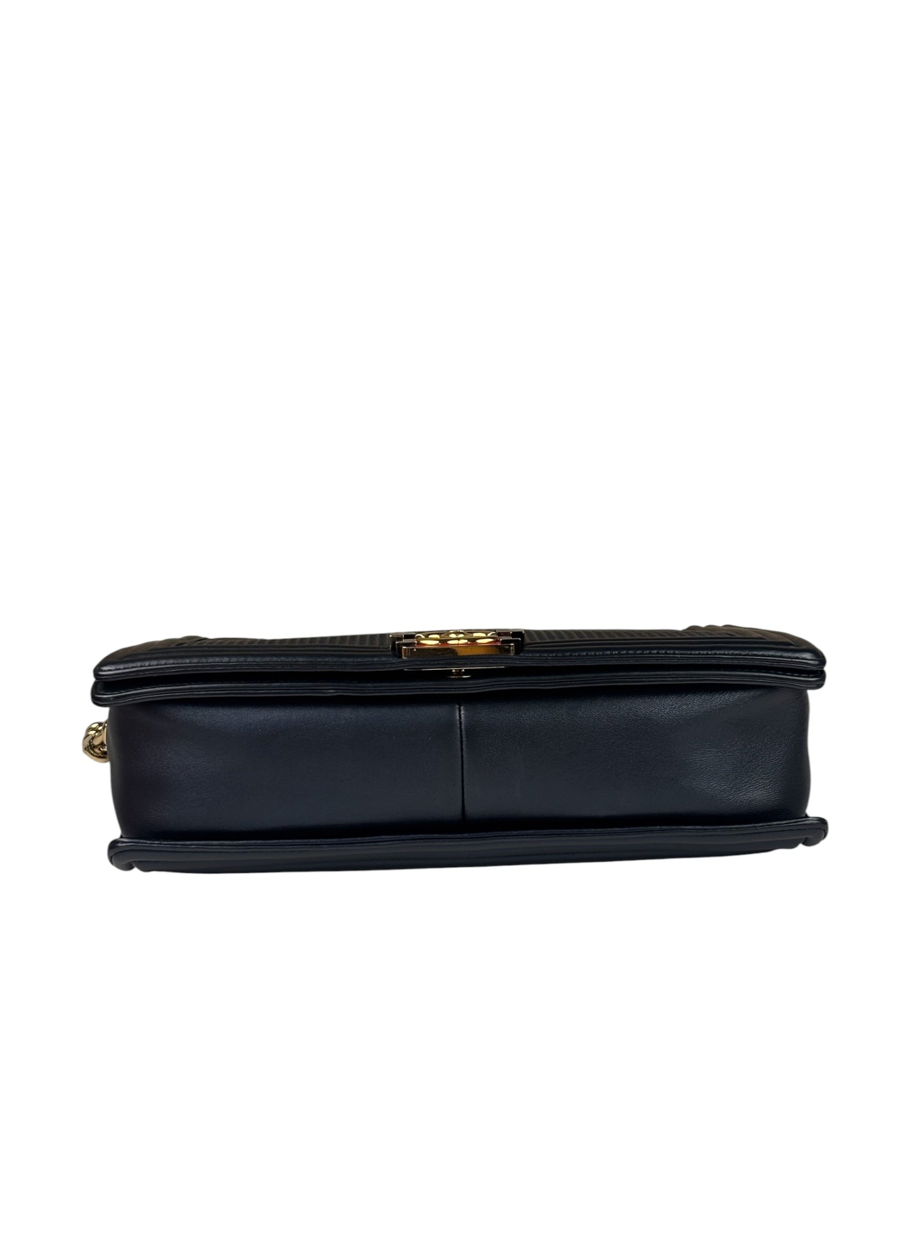 Chanel Navy Lambskin Cube Embossed XL Boy Flap 2013