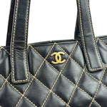 Chanel Black Leather Wild Stitch Surpique Tote 2005