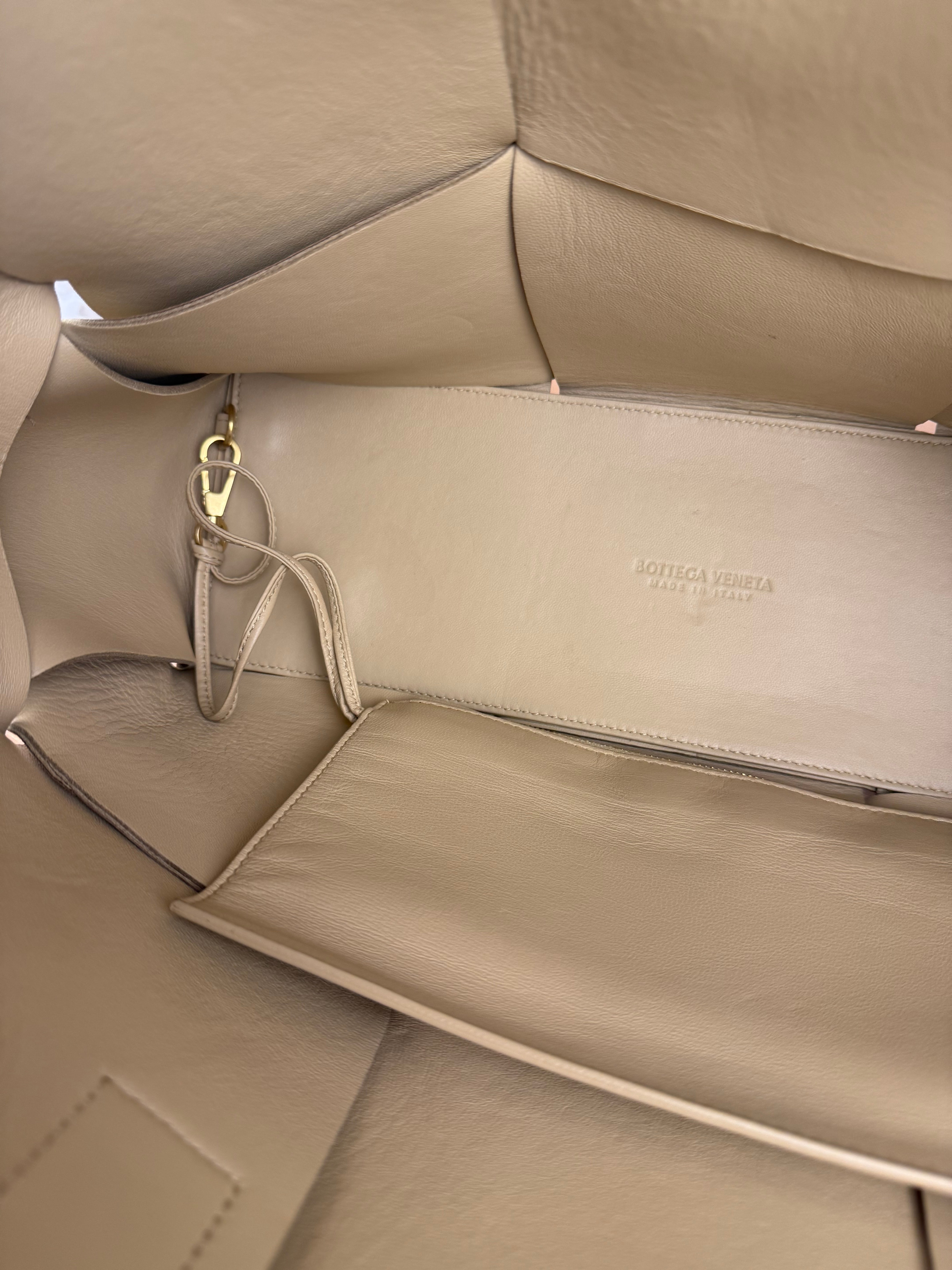 Bottega Veneta Muted Olive Intreccio Arco Woven Leather Tote