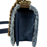 Chanel Blue Denim/Leather Trim Patchwork Boy Flap Bag 2014
