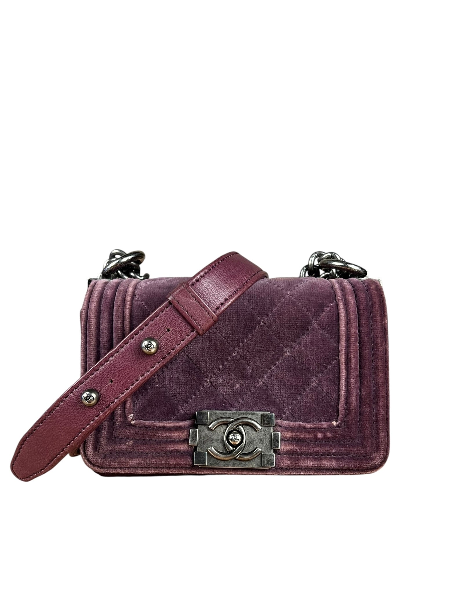 Chanel Purple Velvet Mini Boy Bag 2013