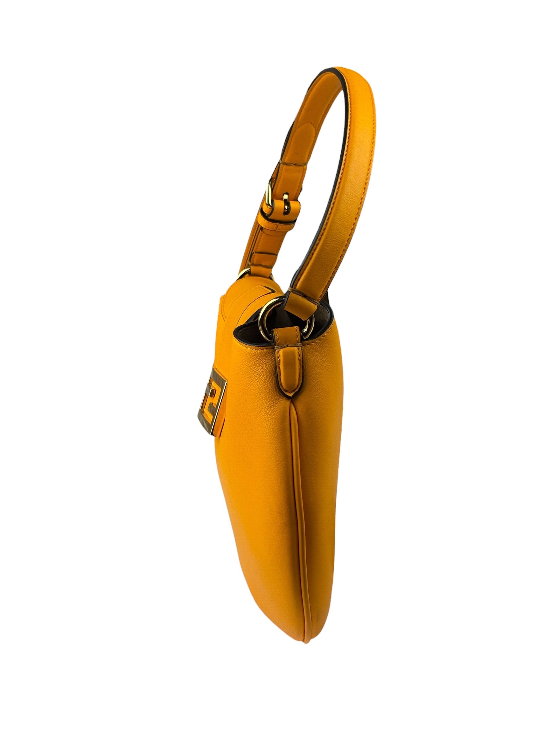 Fendi Orange Leather Small Croissant Hobo Bag