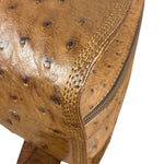 Loewe Vintage Brown Ostrich Print Leather Triangular Shoulder Bag