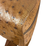 Loewe Vintage Brown Ostrich Print Leather Triangular Shoulder Bag