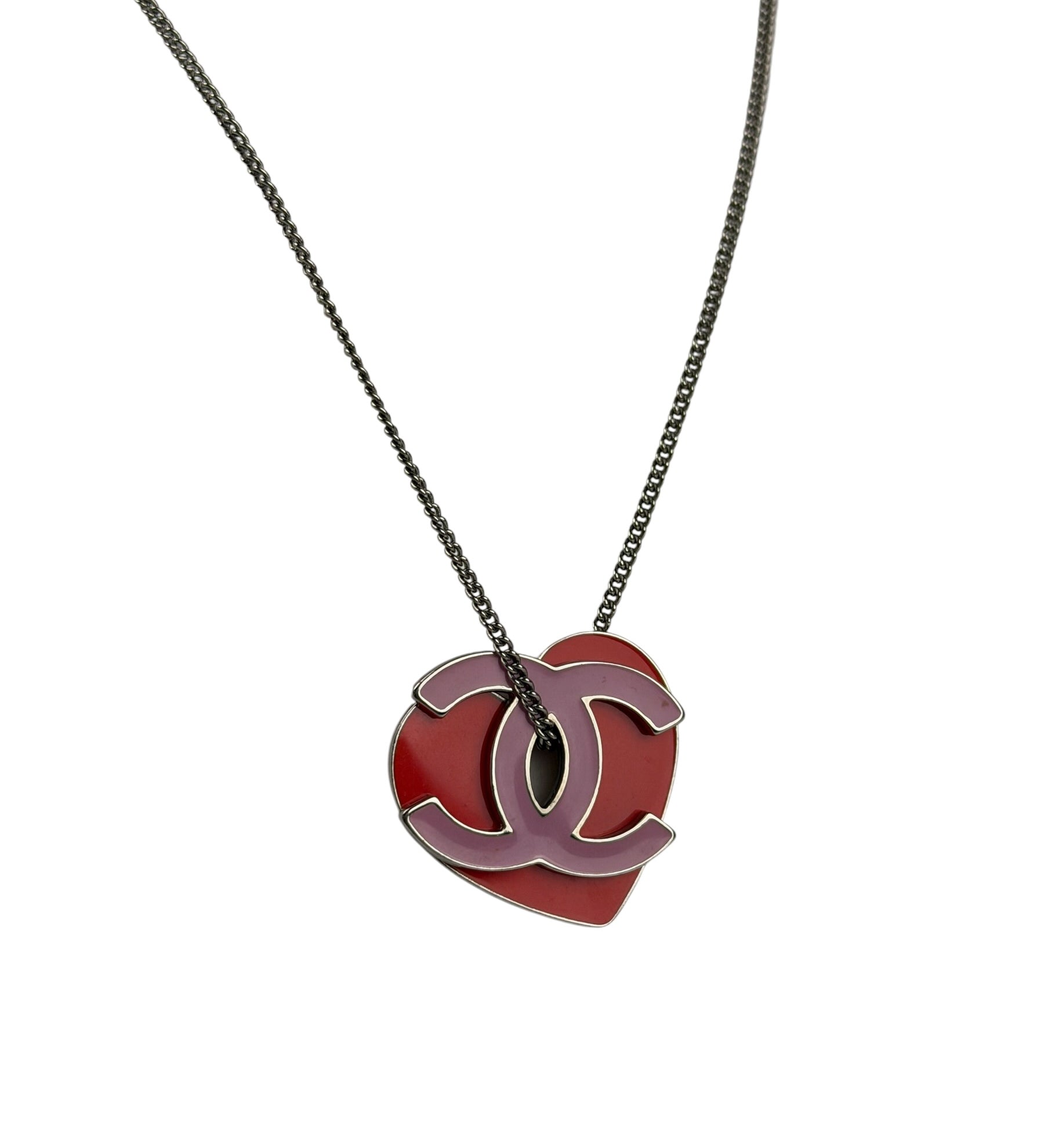 Chanel Vintage Heart CC Necklace