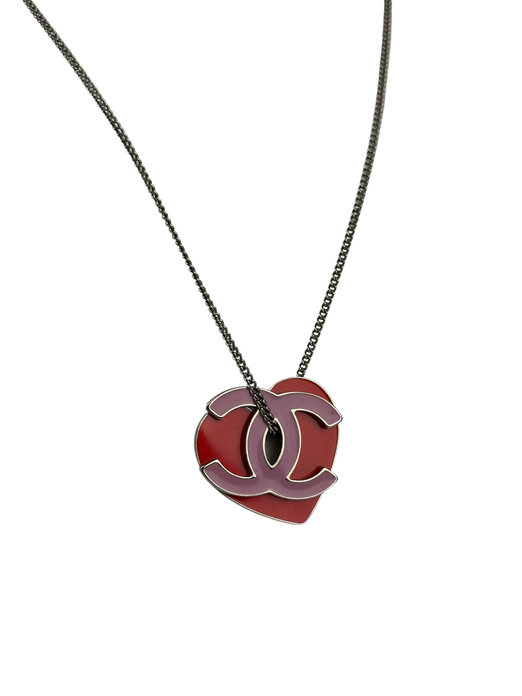 Chanel Vintage Heart CC Necklace