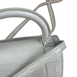 Balenciaga White Croc Embossed Nano Hourglass Bag