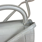 Balenciaga White Croc Embossed Nano Hourglass Bag