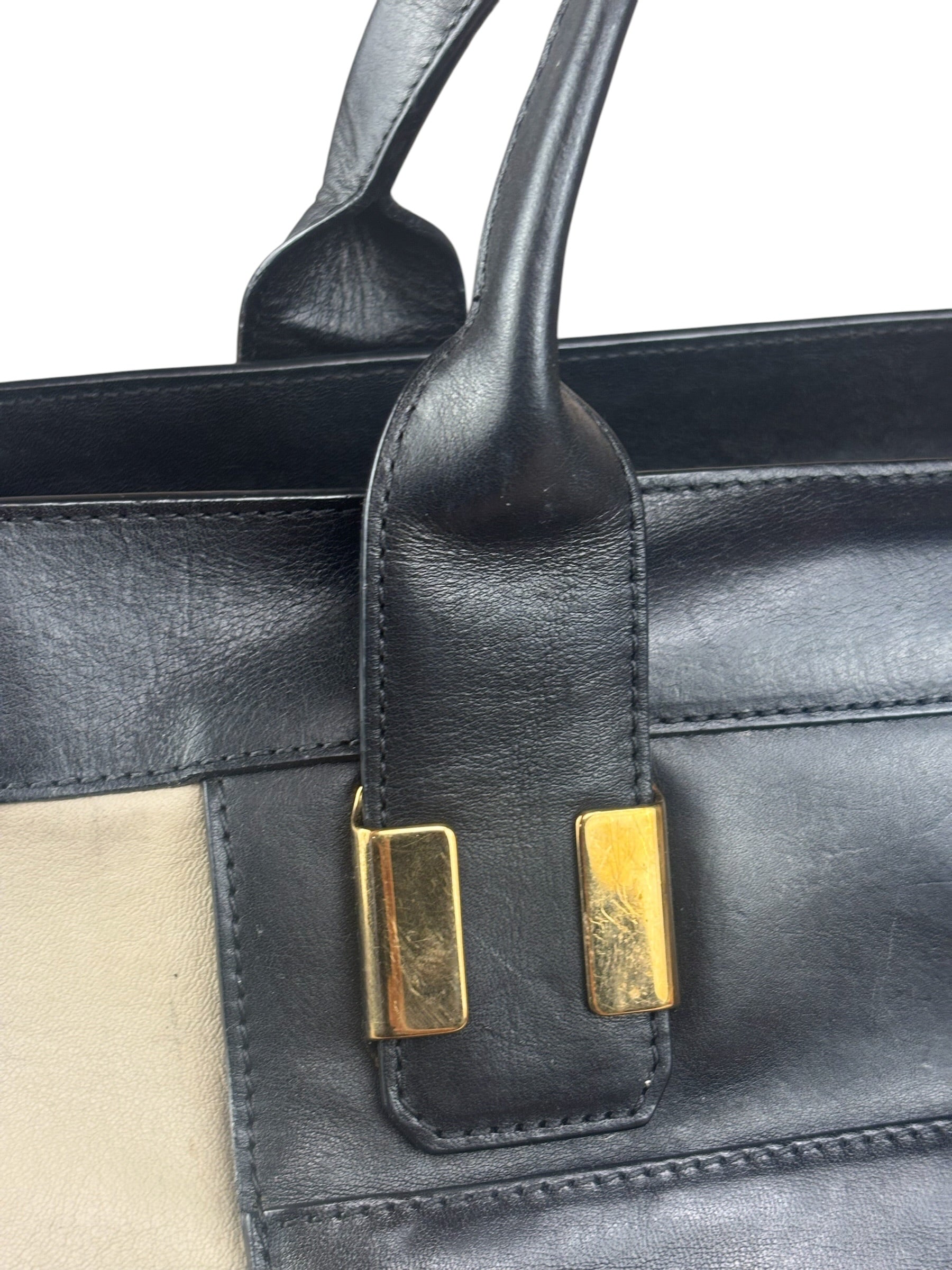 Chloe Beige/Black Leather Alice Satchel/Tote Bag