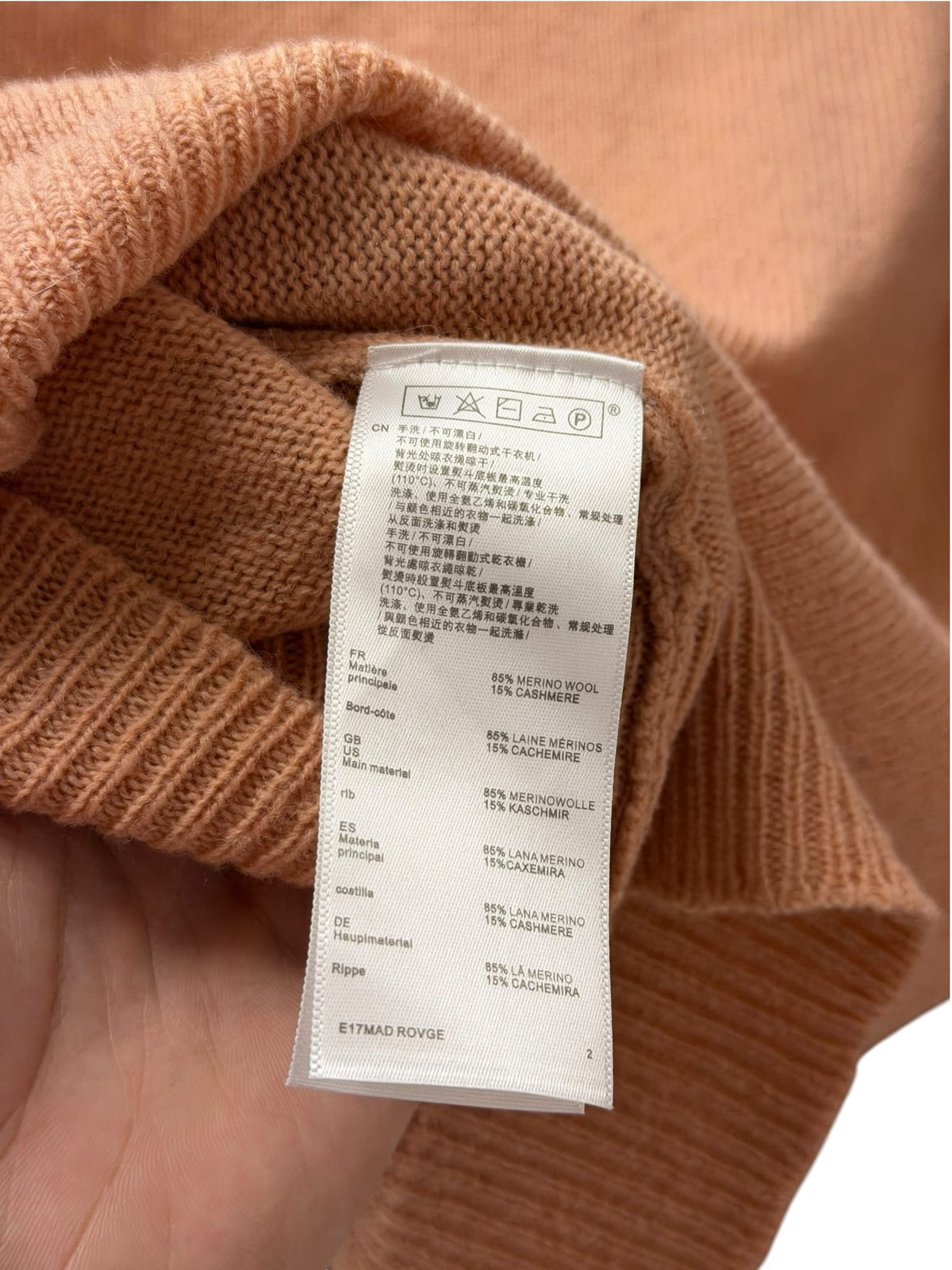 Acne Studios Peach Cashmere Blend Tonal Face Sweater