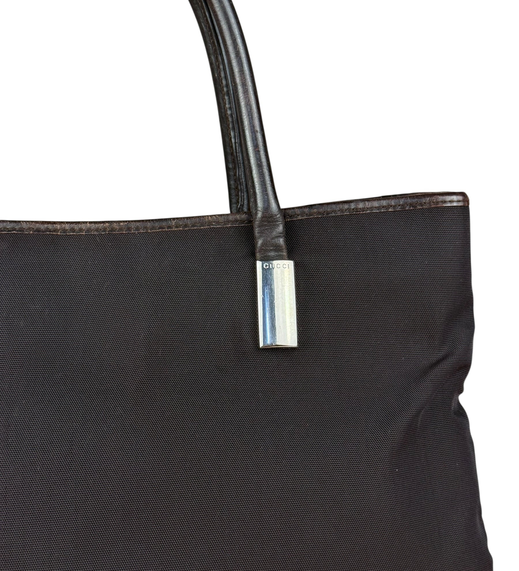 Gucci Vintage Brown Canvas Top Handle Tote