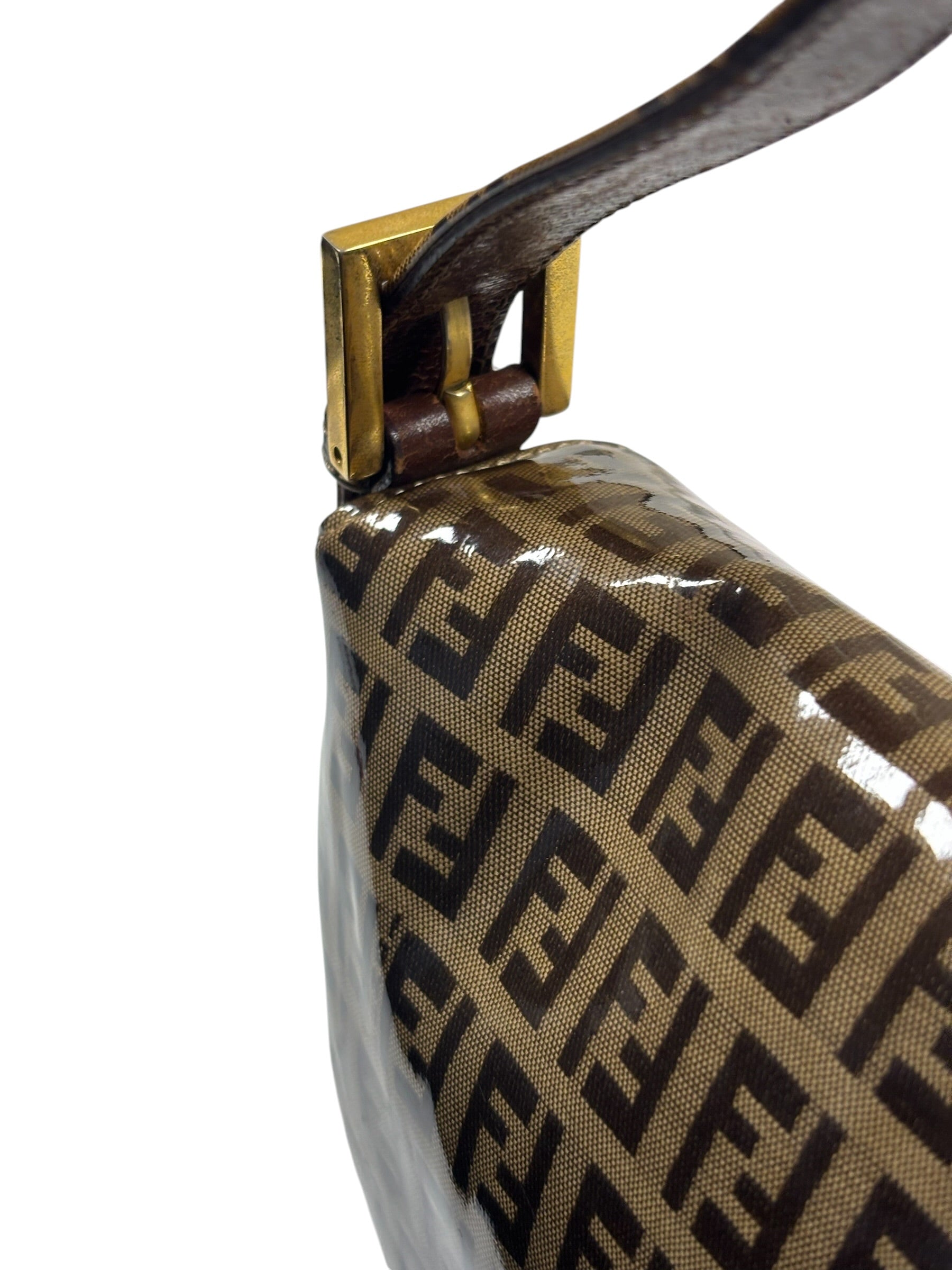 Fendi Brown Vinyl Zucca Baguette