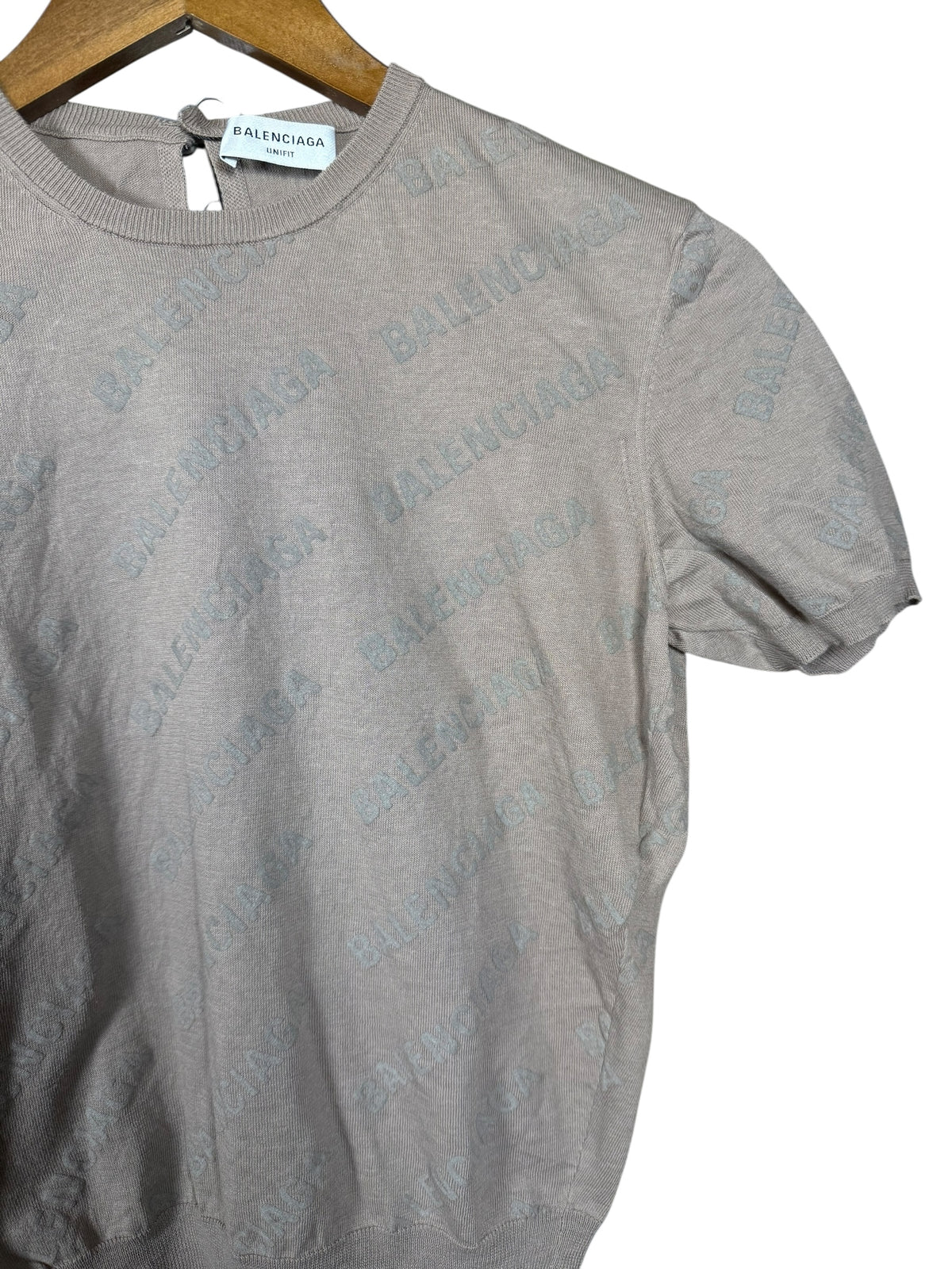Balenciaga All Over Logo Short Sleeve Top