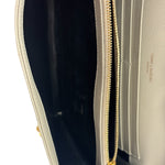 YSL Cream Pebbled Leather Cassandre Envelope Small Wallet On Chain