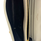 YSL Cream Pebbled Leather Cassandre Envelope Small Wallet On Chain
