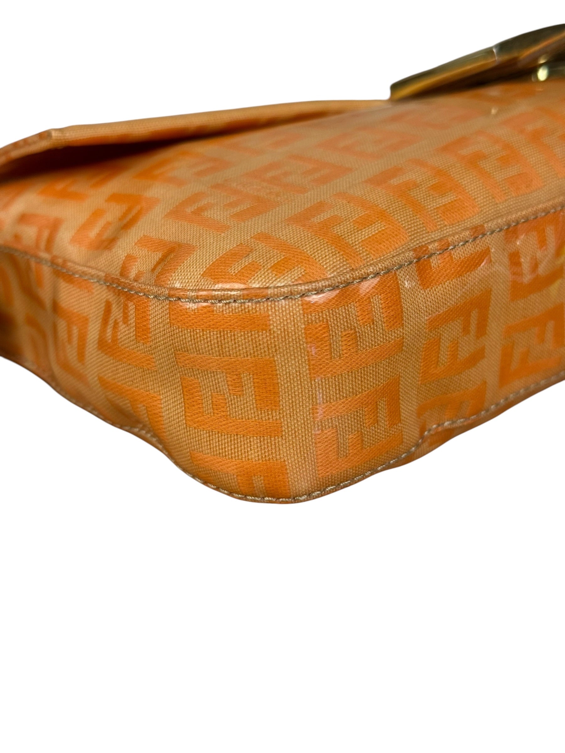 Fendi Vintage Orange Zucca Mamma FF Monogram Baguette