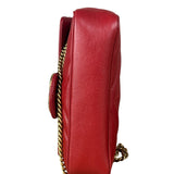 Gucci Red Chevron Quilted Matelasse Mini Leather Shoulder Bag