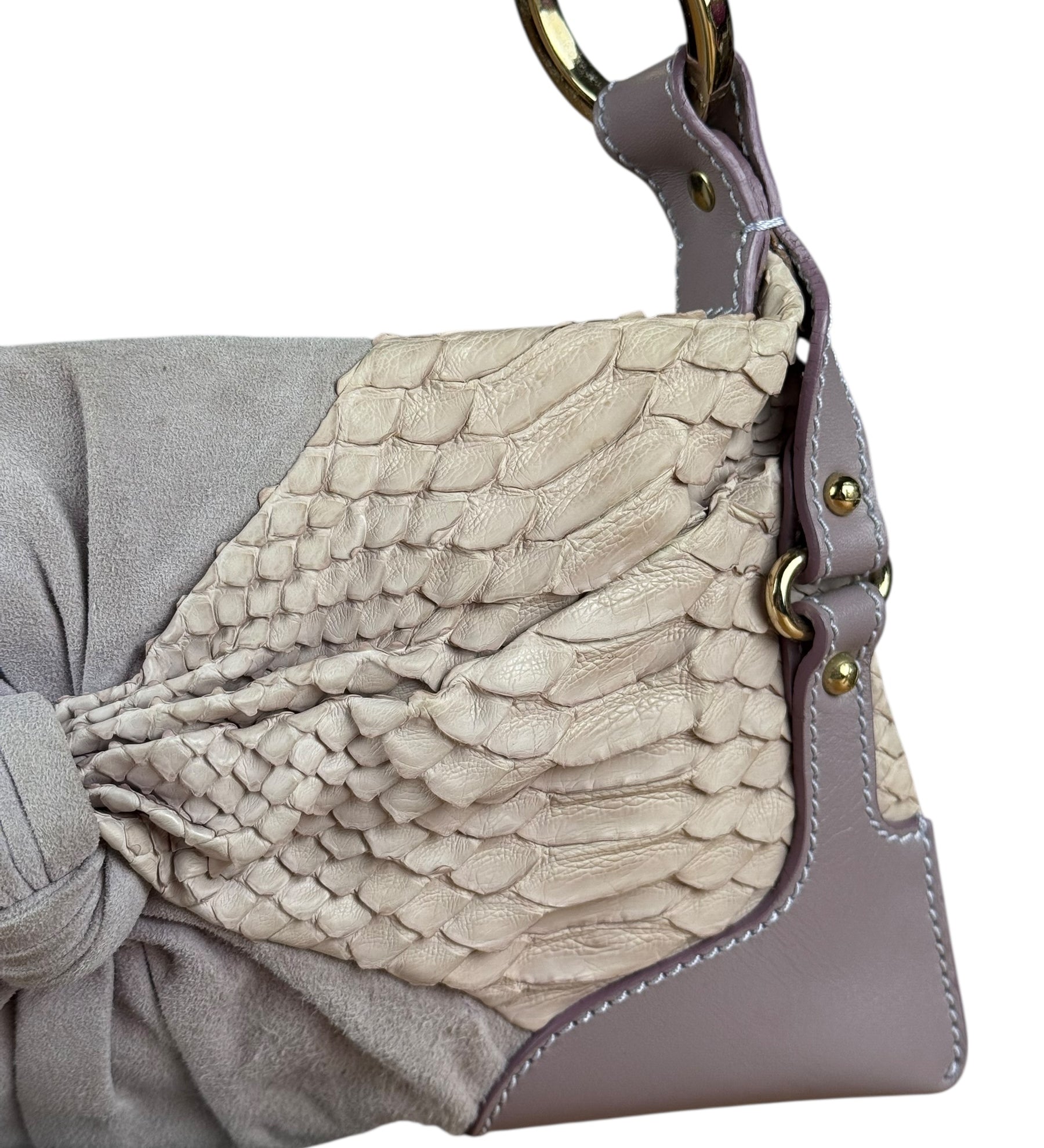 Fendi Lavender Python & Suede Pochette