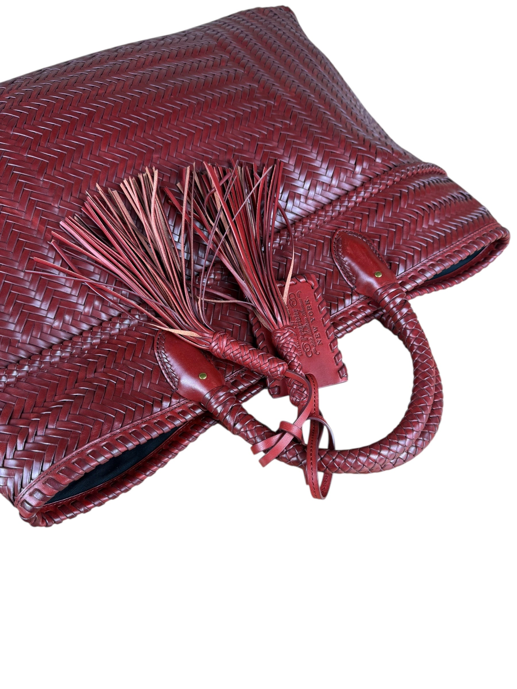 Polo Ralph Lauren Red Woven Leather Tote