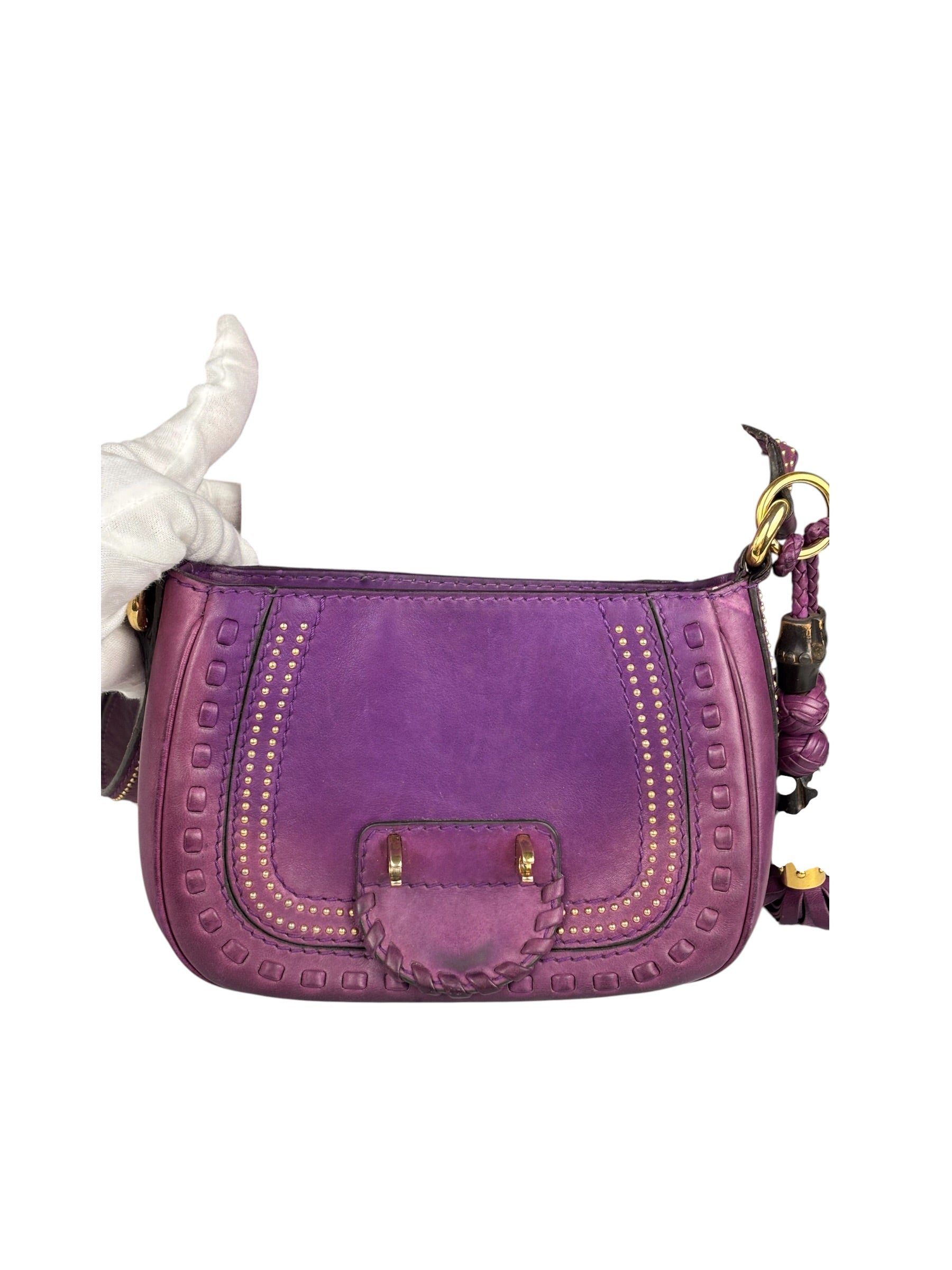Gucci Vintage Purple Leather Small Snaffle Bit Shoulder Bag