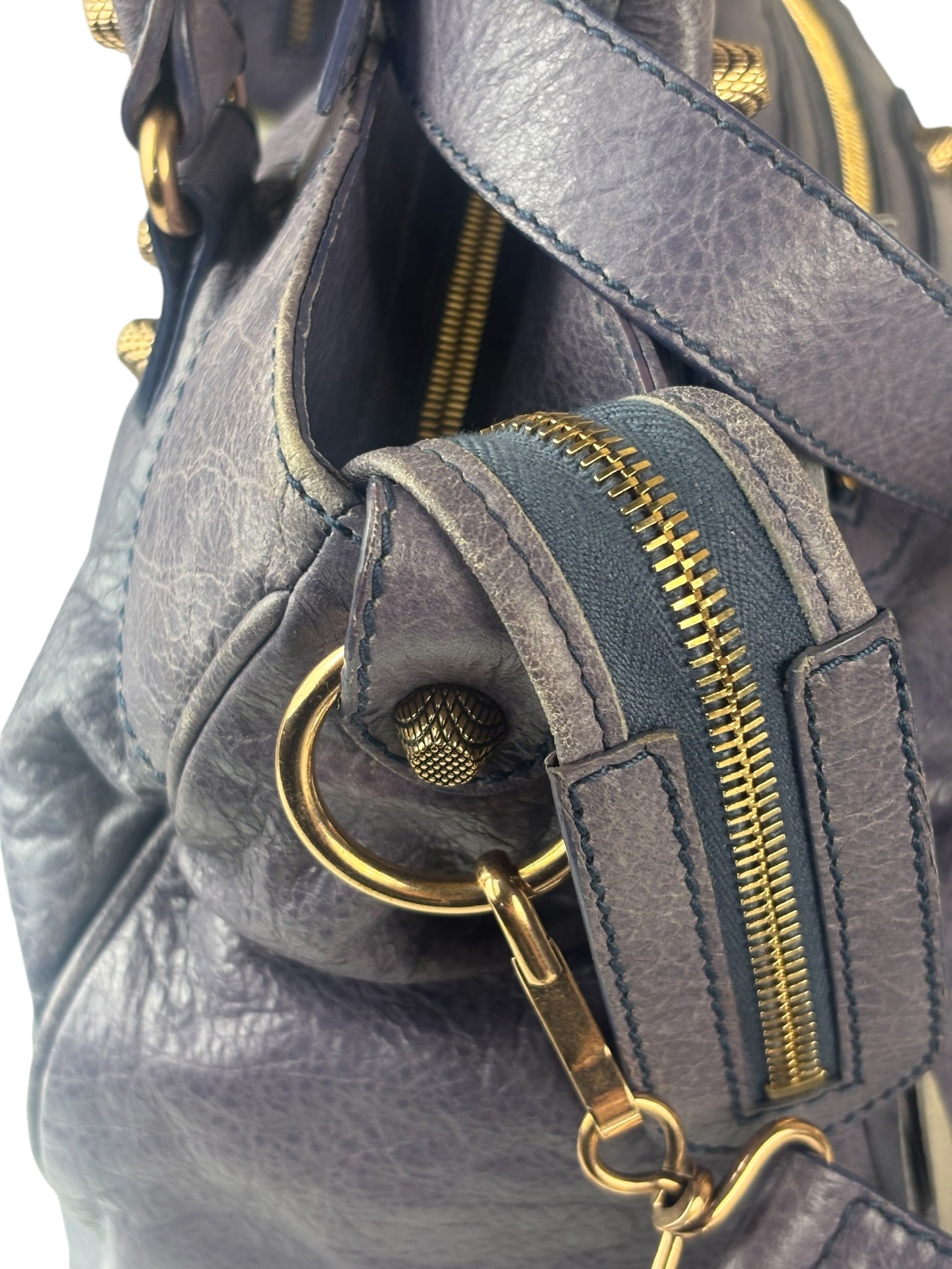 Balenciaga Purple Leather City Two-Way Bag