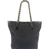 Gucci GG Black Canvas Capri Chain Tote Bag