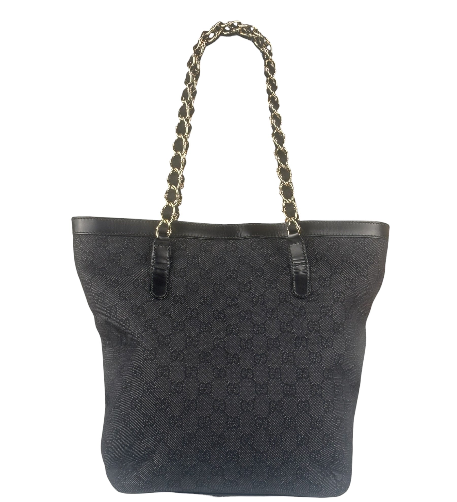 Gucci GG Black Canvas Capri Chain Tote Bag